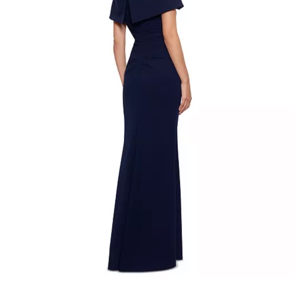 Xscape Navy Blue Off-Shoulder Gown for Weddings/Formal Events - Picture 2 of 8